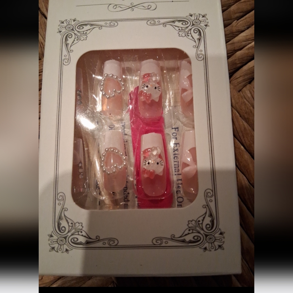 Pink and White Nail Art Set